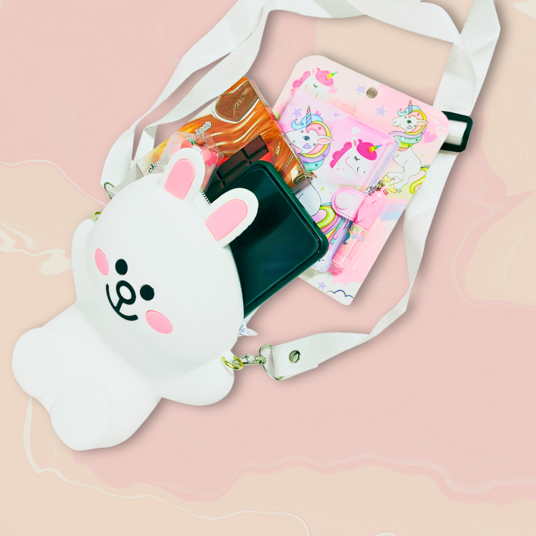 Soft Silicone Cute Kitty Sling Bag For Girls and Kids